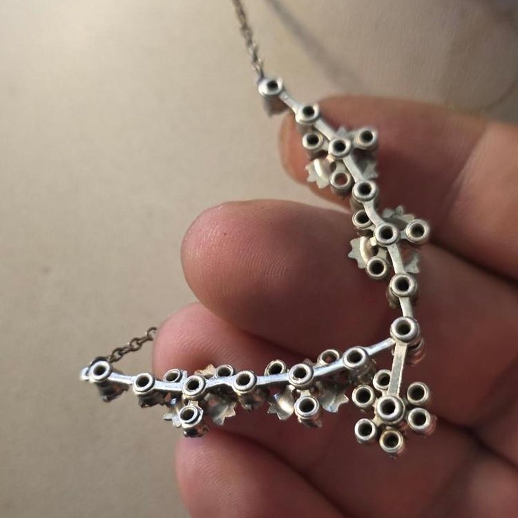 Silver Necklace With Blue And Clear Stones image 7
