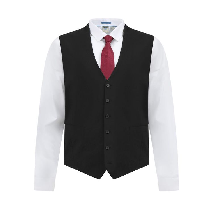 D555 TED 4 Way Stretch Tailored Waistcoat For Men in Black, 48XL-64XL 1