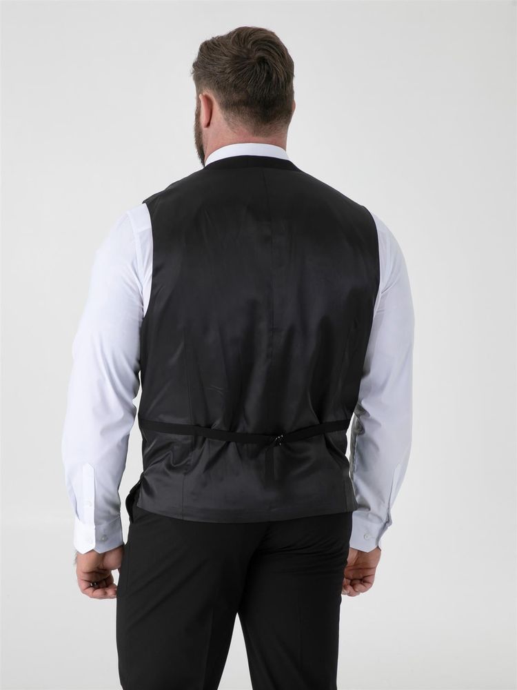 D555 TED 4 Way Stretch Tailored Waistcoat For Men in Black, 48XL-64XL 3