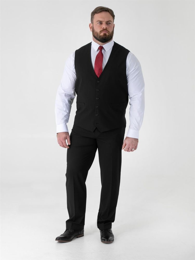 D555 TED 4 Way Stretch Tailored Waistcoat For Men in Black, 48XL-64XL 6