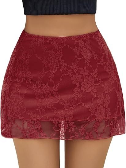 Red Lace Mini Skirt 2