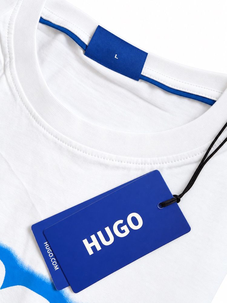 Immagine di Hugo White T-Shirt With Blue Logo 3