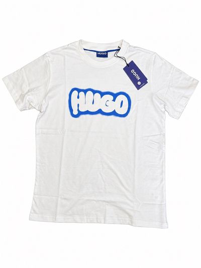 Hugo White T-Shirt With Blue Logo
