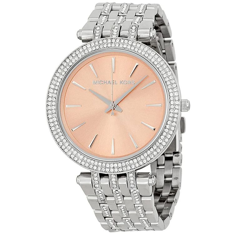Michael Kors Women’s Watch Stainless Steel Silver Strap With Beige Dial And Crystals MK3218 5
