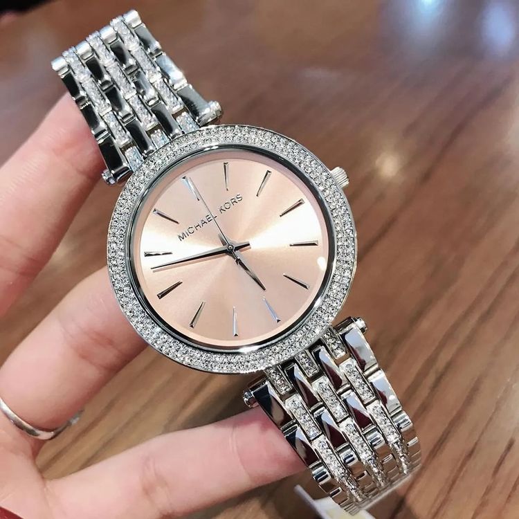 Michael Kors Women’s Watch Stainless Steel Silver Strap With Beige Dial And Crystals MK3218 3