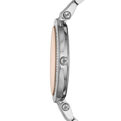 Michael Kors Women’s Watch Stainless Steel Silver Strap With Beige Dial And Crystals MK3218 9