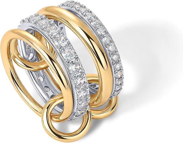 Gold And Silver Rings With Diamonds image 2
