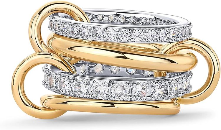 Gold And Silver Rings With Diamonds image 1