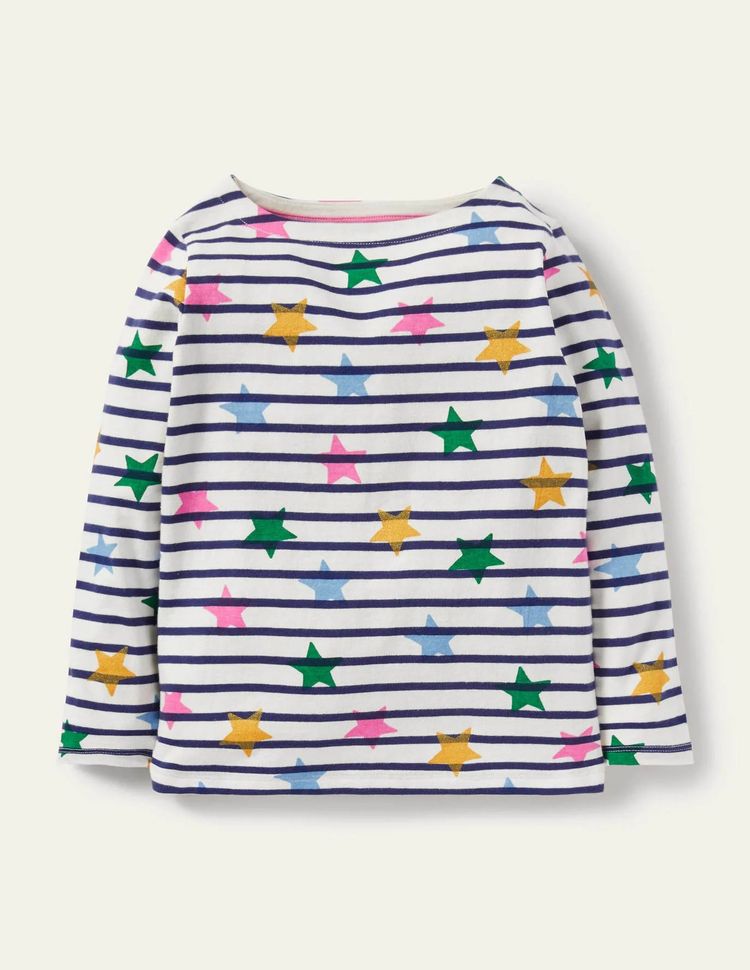 Other Mini Boden Girl's Everyday Breton in Ivory/Navy Multi Stars zdjęcie produktu