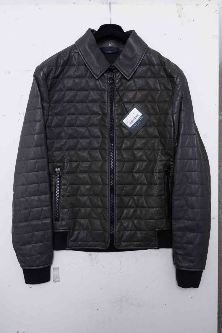 Lanvin Paris Washed & Quilted Lambskin Leather Bomber Jacket image 1