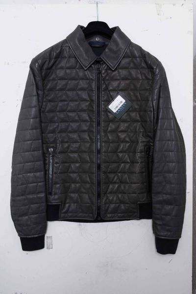 Lanvin Paris Washed & Quilted Lambskin Leather Bomber Jacket