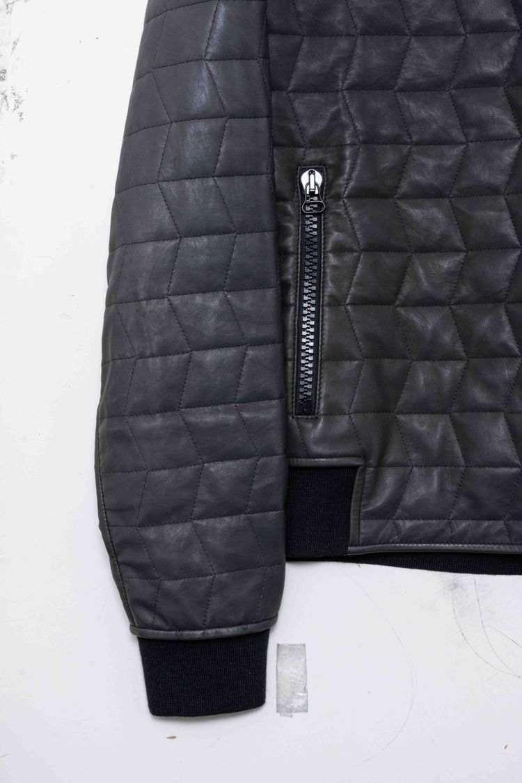 Lanvin Paris Washed & Quilted Lambskin Leather Bomber Jacket image 13
