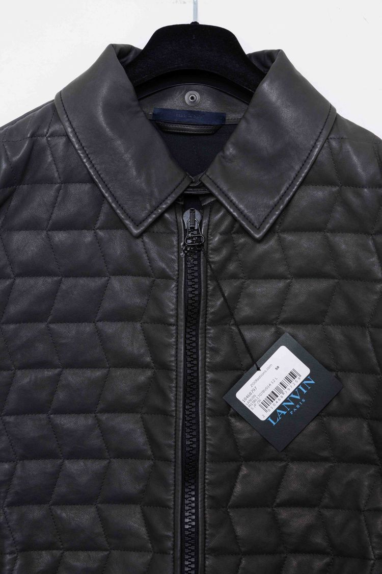Lanvin Paris Washed & Quilted Lambskin Leather Bomber Jacket image 5