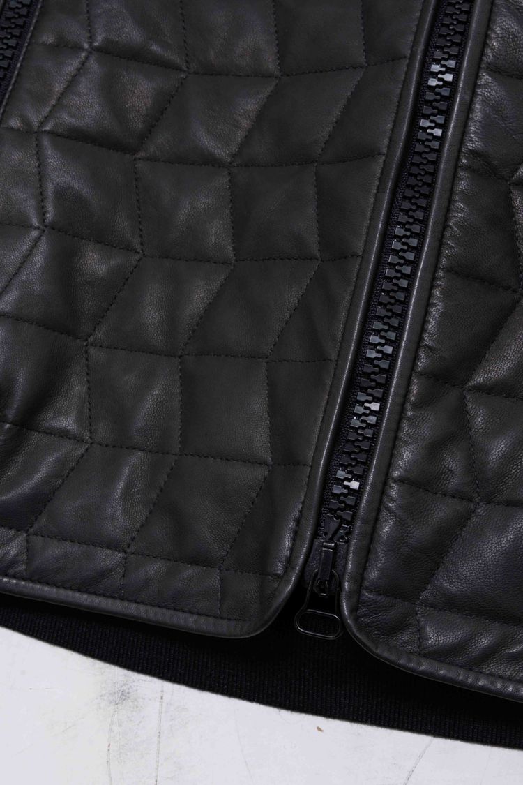 Lanvin Paris Washed & Quilted Lambskin Leather Bomber Jacket image 9