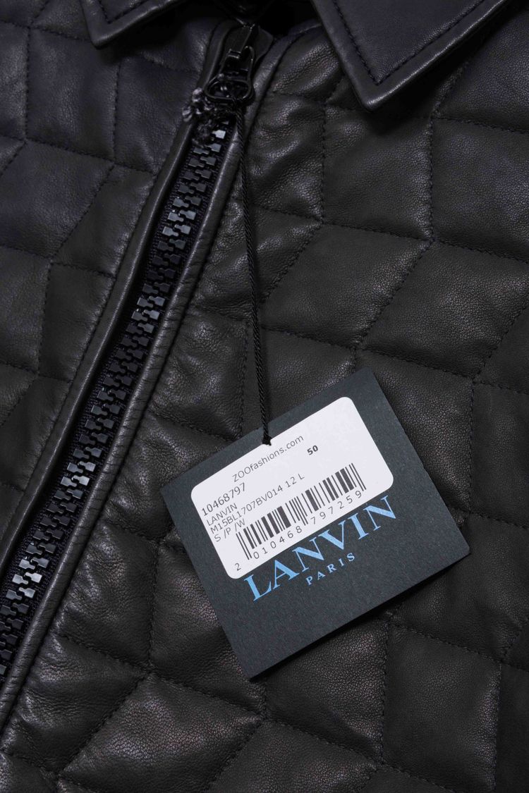 Lanvin Paris Washed & Quilted Lambskin Leather Bomber Jacket image 4