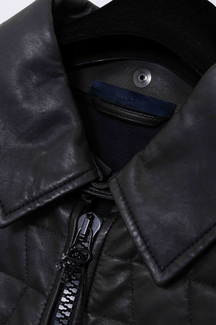 Lanvin Paris Washed & Quilted Lambskin Leather Bomber Jacket image 8