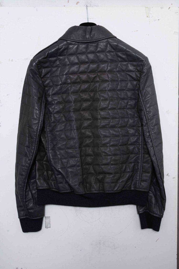 Lanvin Paris Washed & Quilted Lambskin Leather Bomber Jacket image 2