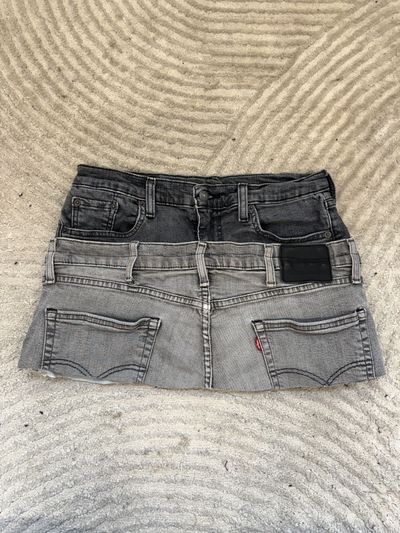 READY TO WEAR: Grey Double Denim Skirt UK8-10