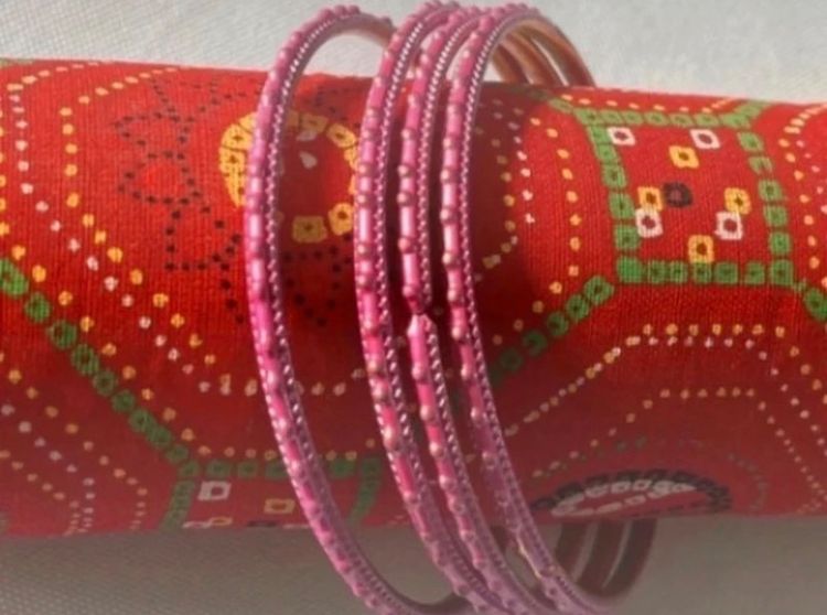 Pink Beaded Bangles