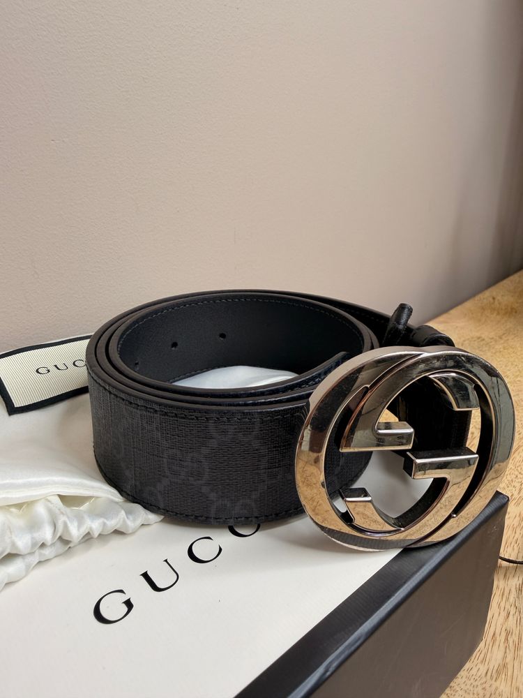 Gucci Black Belt With Silver Gg Buckle