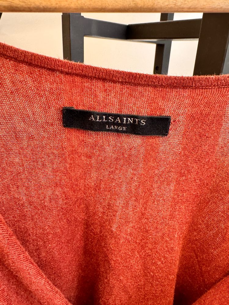 Allsaints Women'S Draped Rust Red Top 2