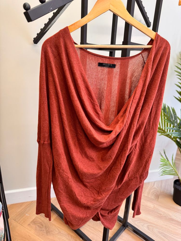 Allsaints Women'S Draped Rust Red Top