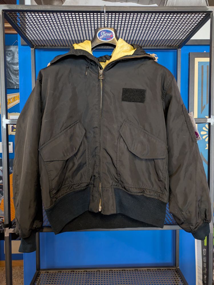 Black Aviation Flight Jacket With Yellow Lining
