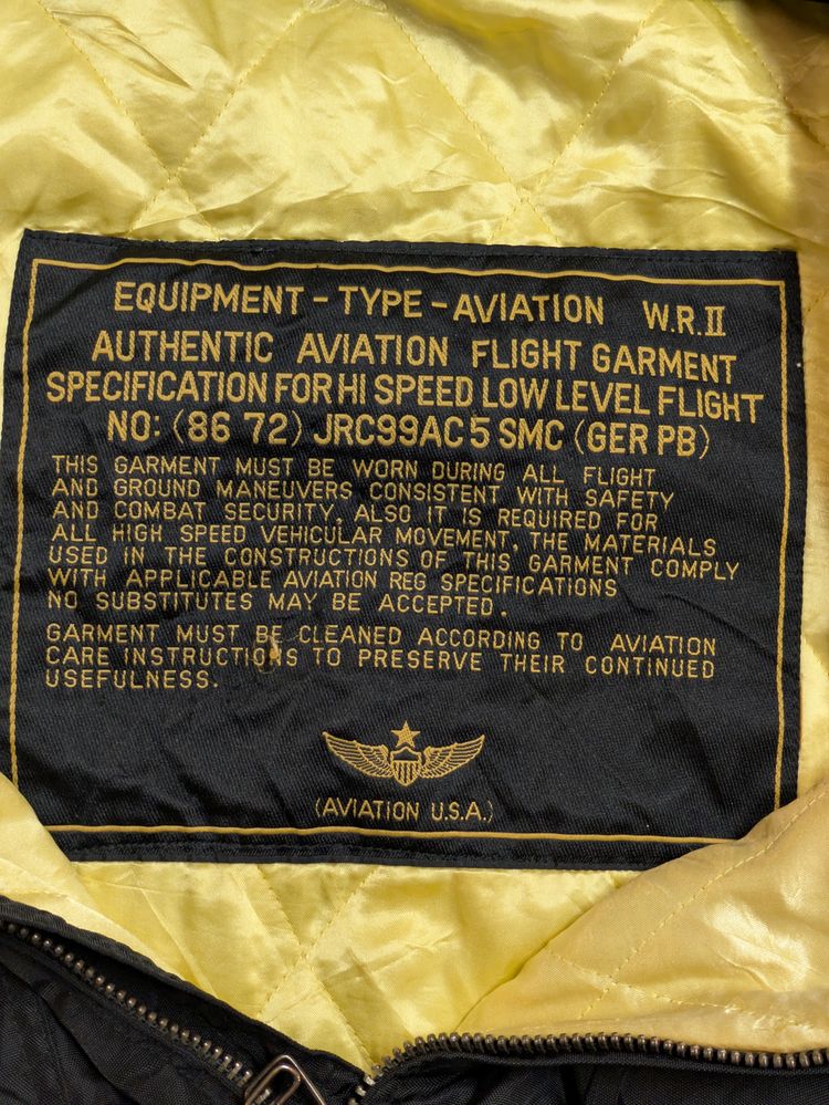 Black Aviation Flight Jacket With Yellow Lining 3