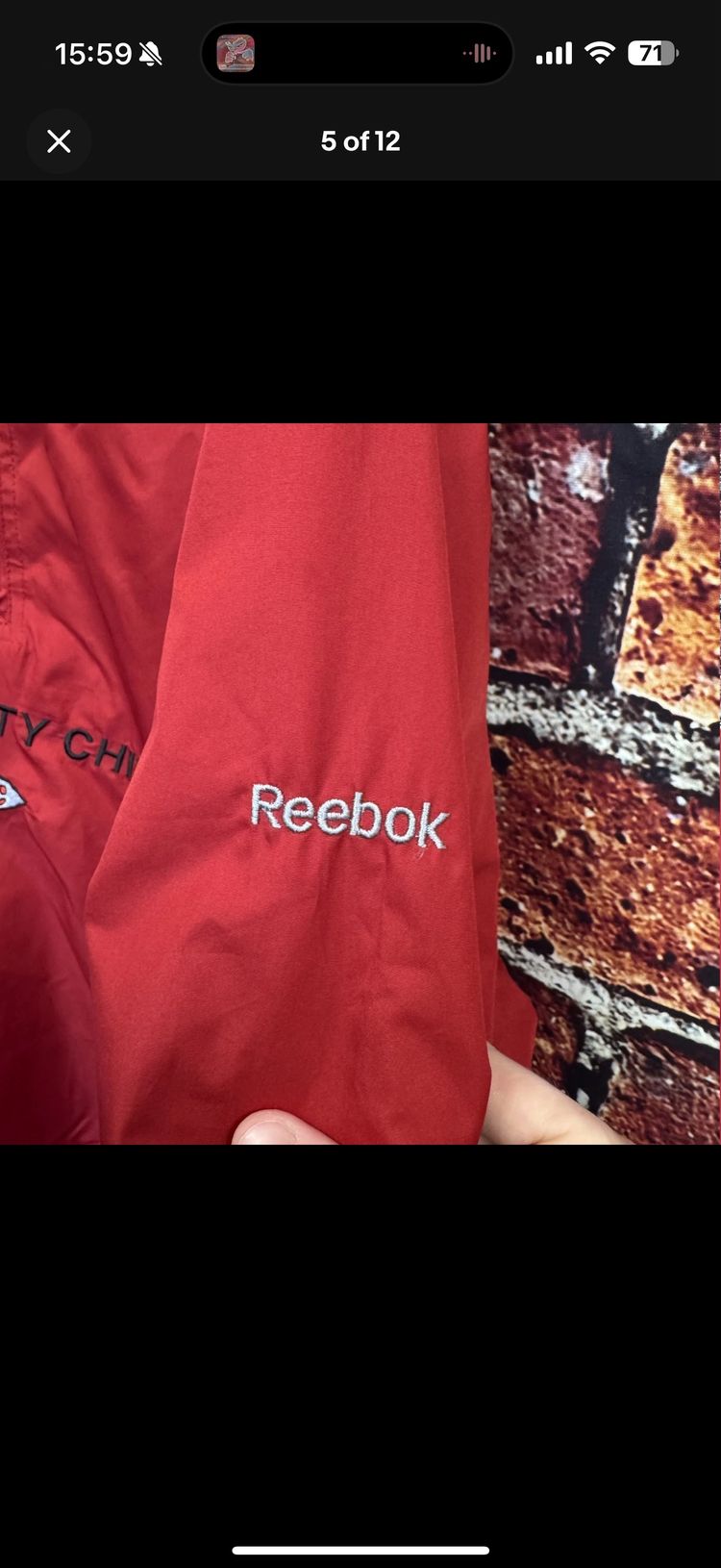 Immagine di Kansas City Chiefs Men's Windbreaker Large Reebok 3/4 Zip Rain Sports Jacket 4