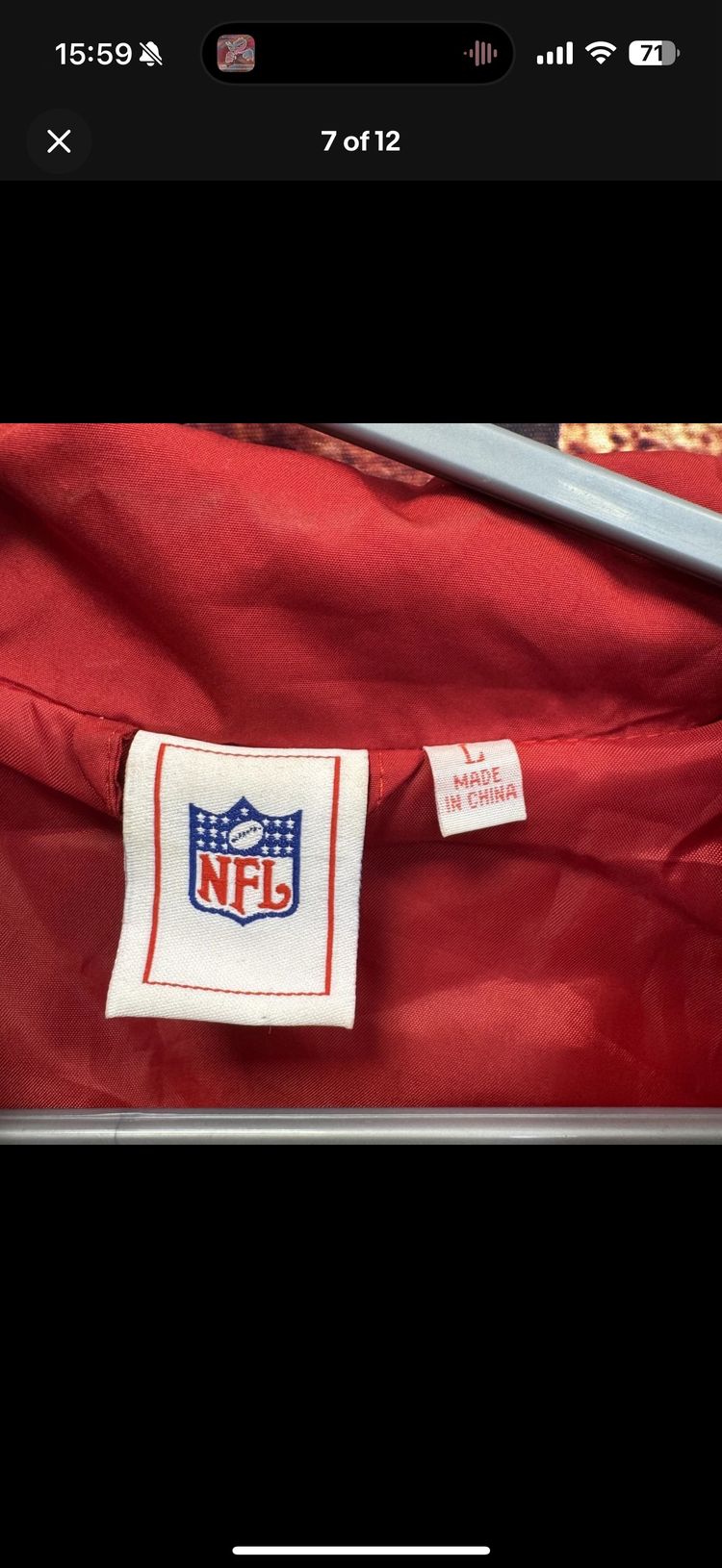 Immagine di Kansas City Chiefs Men's Windbreaker Large Reebok 3/4 Zip Rain Sports Jacket 3