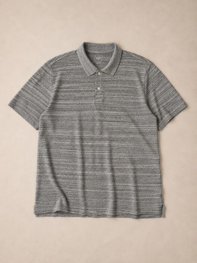 Gap Grey Striped Polo Shirt L over
