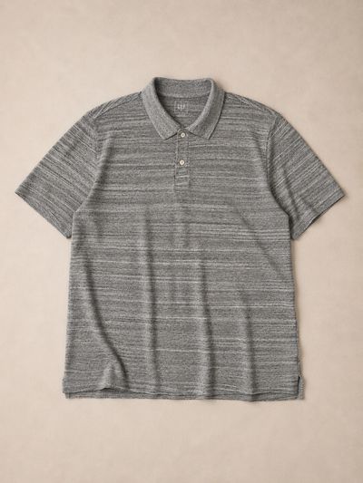 Gap Grey Striped Polo Shirt L over