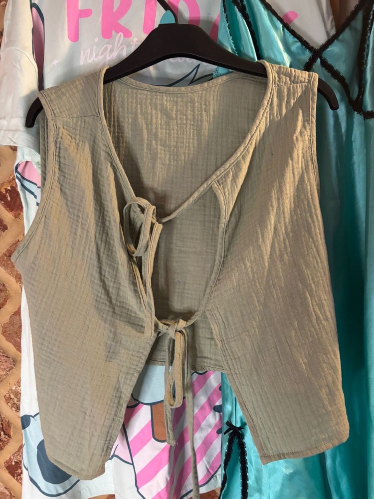 Other Beige Sleeveless Tie-Front Top product image
