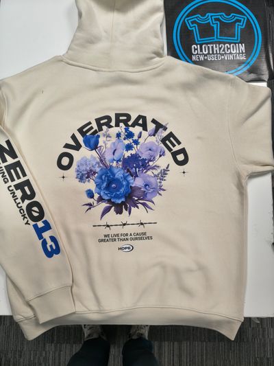 Zero13 Overrated Beige Hoodie, brand new, all sizes