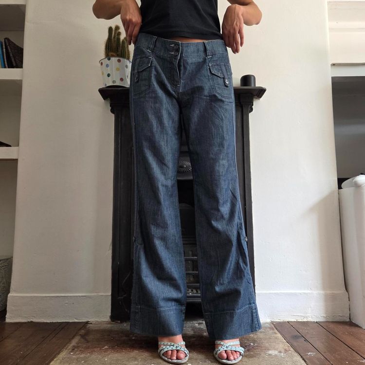 y2k dark wide leg denim jeans