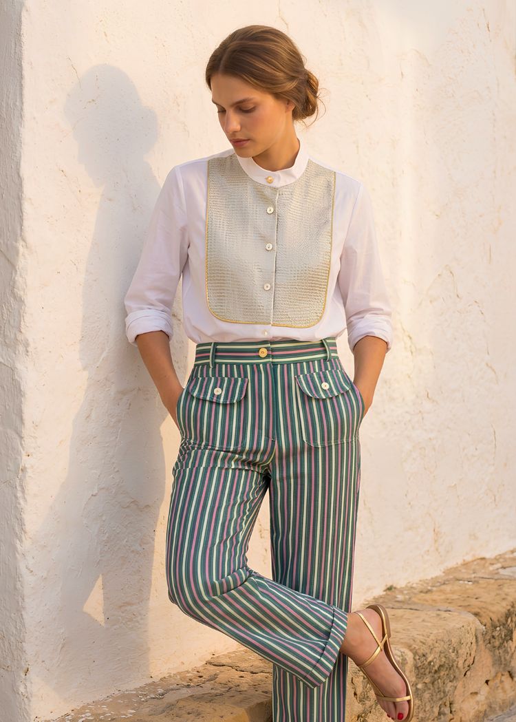 Pantalón Onna rayas fresa