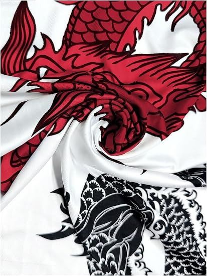 White Dress With Red And Black Dragon Print obraz 4