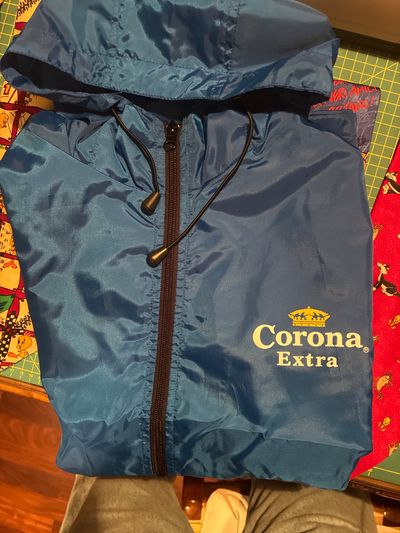 Blue Hooded Jacket With Corona Extra Logo