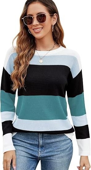 Striped Long Sleeve Sweater obraz 1