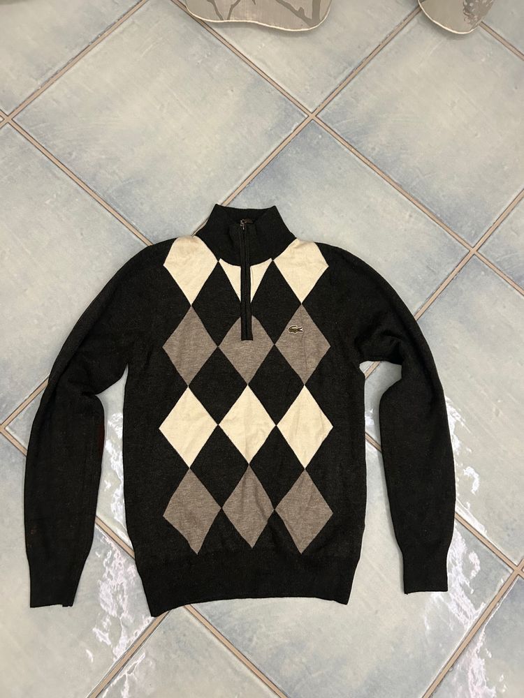 Lacoste argyle pattern half-zip sweater