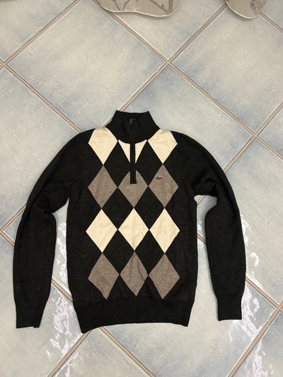 Lacoste argyle pattern half-zip sweater