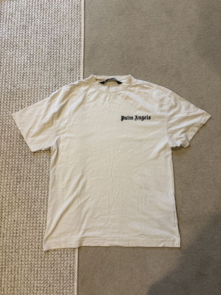 Palm Angels White Offset Logo T-Shirt Small