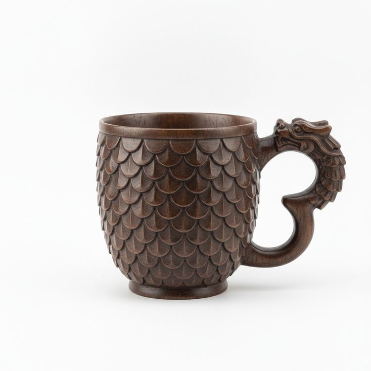 Immagine di Wooden Mug With Dragon Handle 1