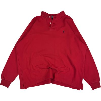 Polo Ralph Lauren Button Up Collared Sweatshirt Red