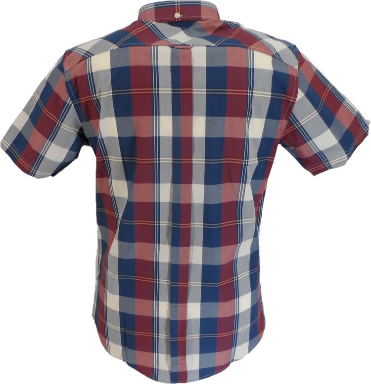 Ben Sherman Mens Dark Red Block Check Short Sleeved Shirt image 2