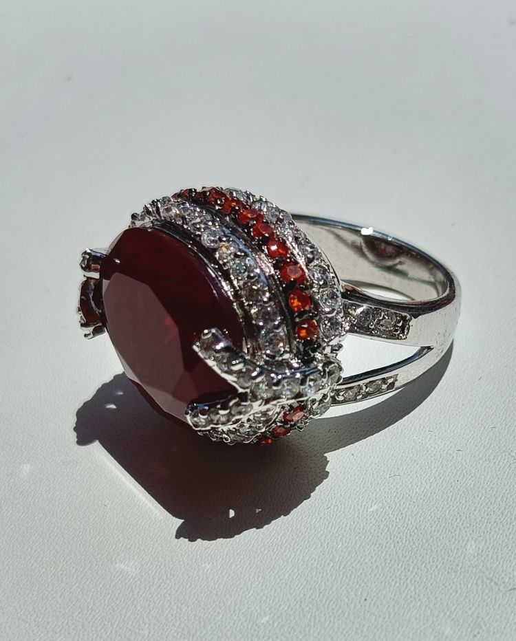 Oversized Ruby Red Statement Ring 8