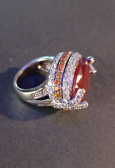 Oversized Ruby Red Statement Ring 4