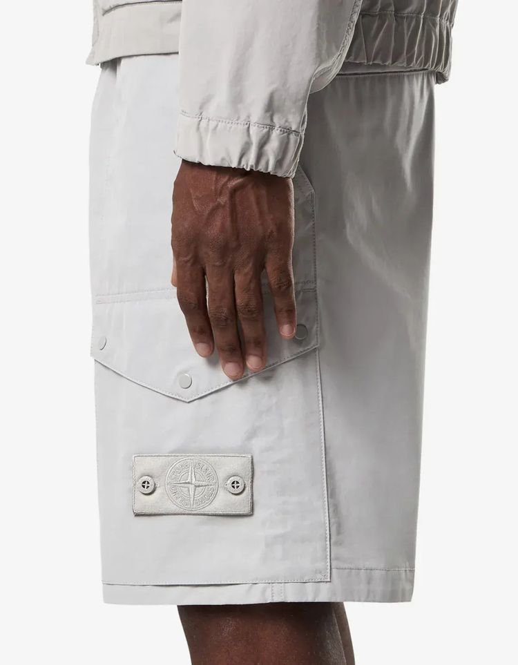 Stone Island Ghost Grey All-Weather Cargo Shorts 3