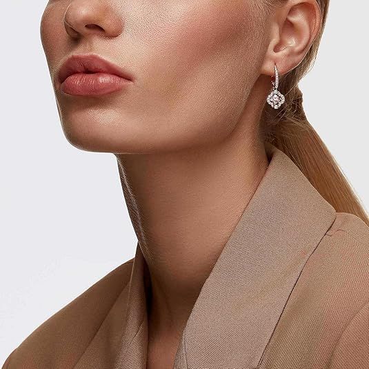 Rose Gold Earrings With Pink And White Stones 2