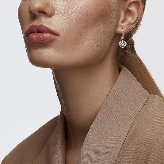 Rose Gold Earrings With Pink And White Stones 4